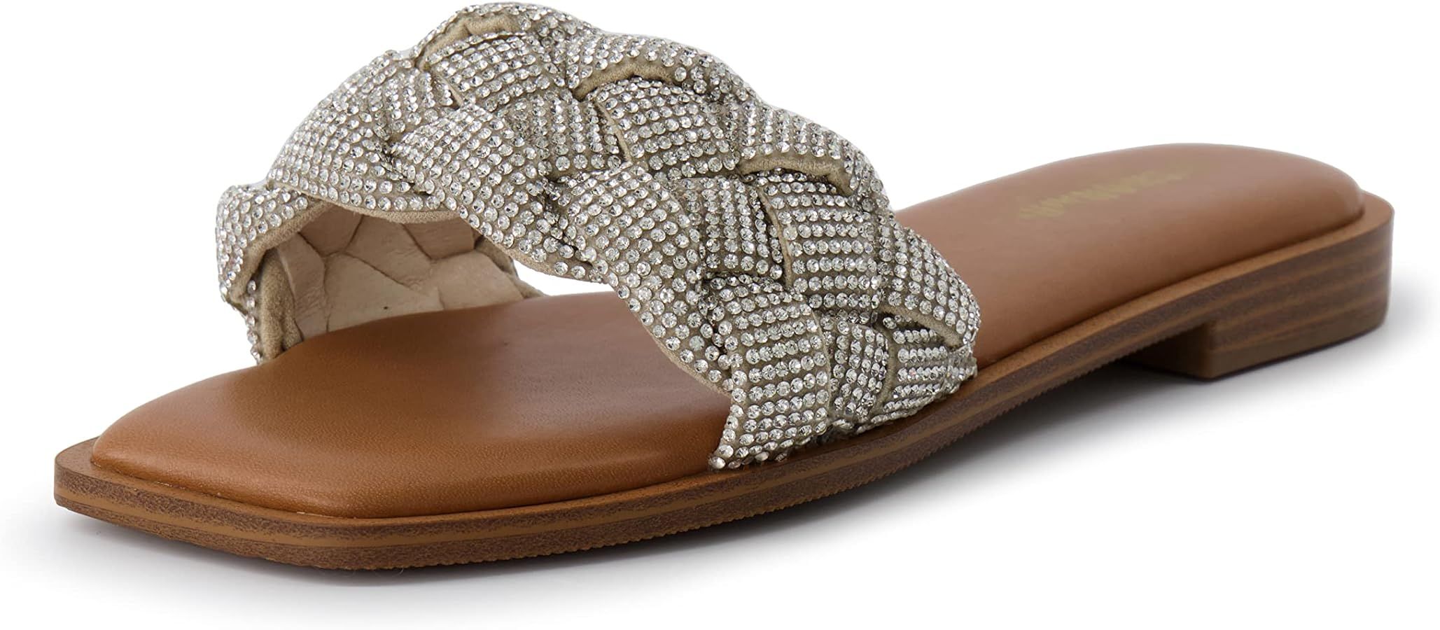 CUSHIONAIRE Women's Verse woven rhinestone slide sandal +Memory Foam, Wide Widths Available | Amazon (US)