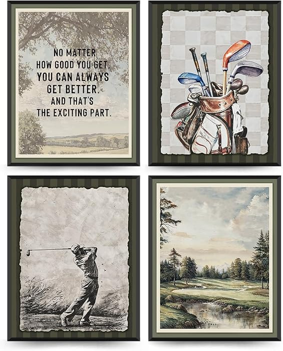 Wheatwin Golf Sports Inspirational Wall Art Decor, Motivational Poster Prints, Rustic Retro Lands... | Amazon (US)