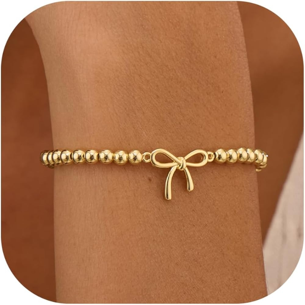 Valentines Day Gifts for Women Her - Beaded Stretch Handmade Ball Bracelets Cute Charm Bracelet D... | Amazon (US)