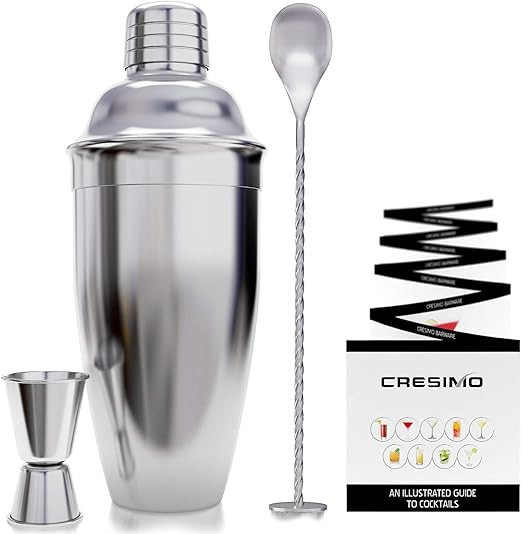 Cresimo 24 Ounce Cocktail Shaker Bar Set with Accessories - Martini Kit with Measuring Jigger and... | Amazon (US)