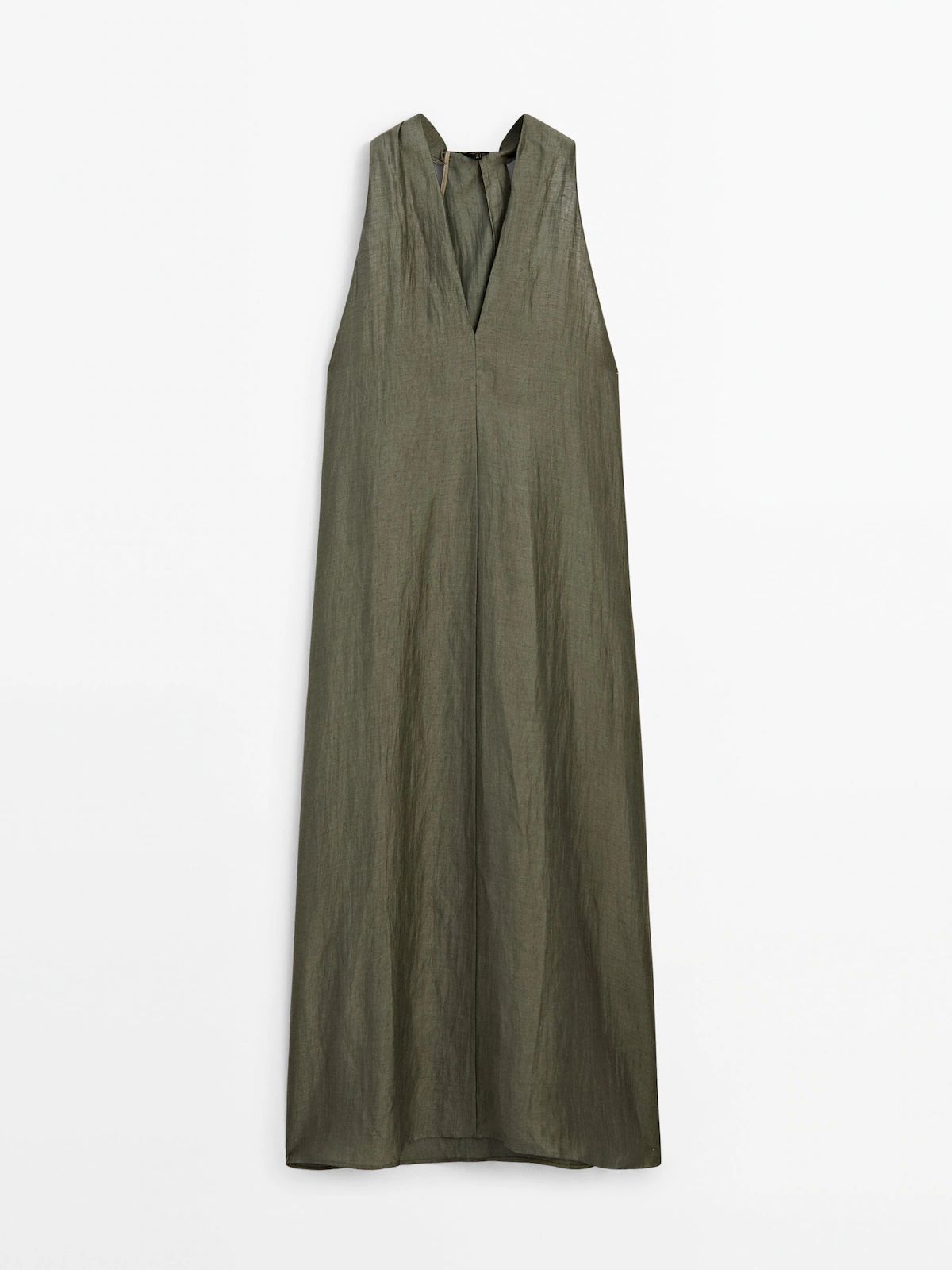 Linen blend halter dress | Massimo Dutti (US)