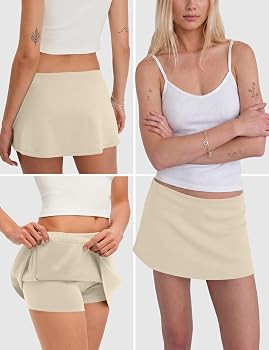 Loovoo Women's Low Rise Micro Mini Skirt Skort with Built-in Shorts | Amazon (US)