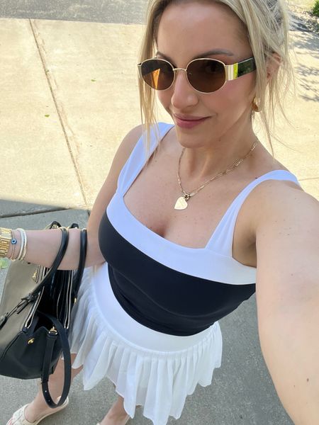 ootd summer old money black white activewear mom uniform tennis pickleball target look style fashion Celine Prada 

#LTKActive #LTKFindsUnder50 #LTKStyleTip