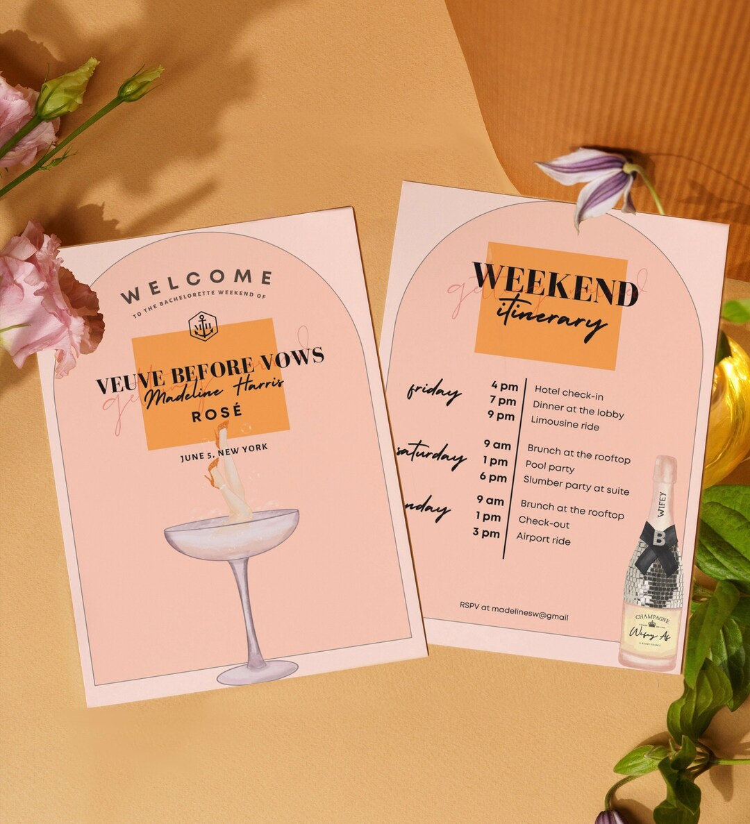 Veuve Before Vows Invite and Itinerary template | Last Rendez Bachelorette Party | Champagne Bach... | Etsy (US)