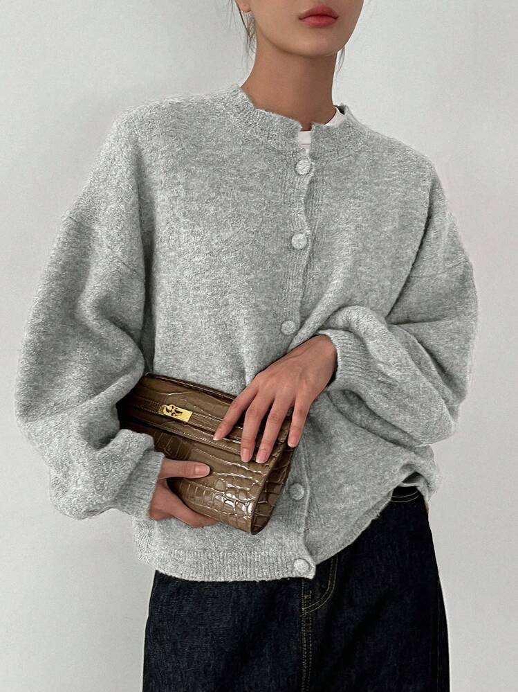 DAZY 1pc Women Loose Lantern Sleeve Soft Fuzzy Cardigan Jacket | SHEIN