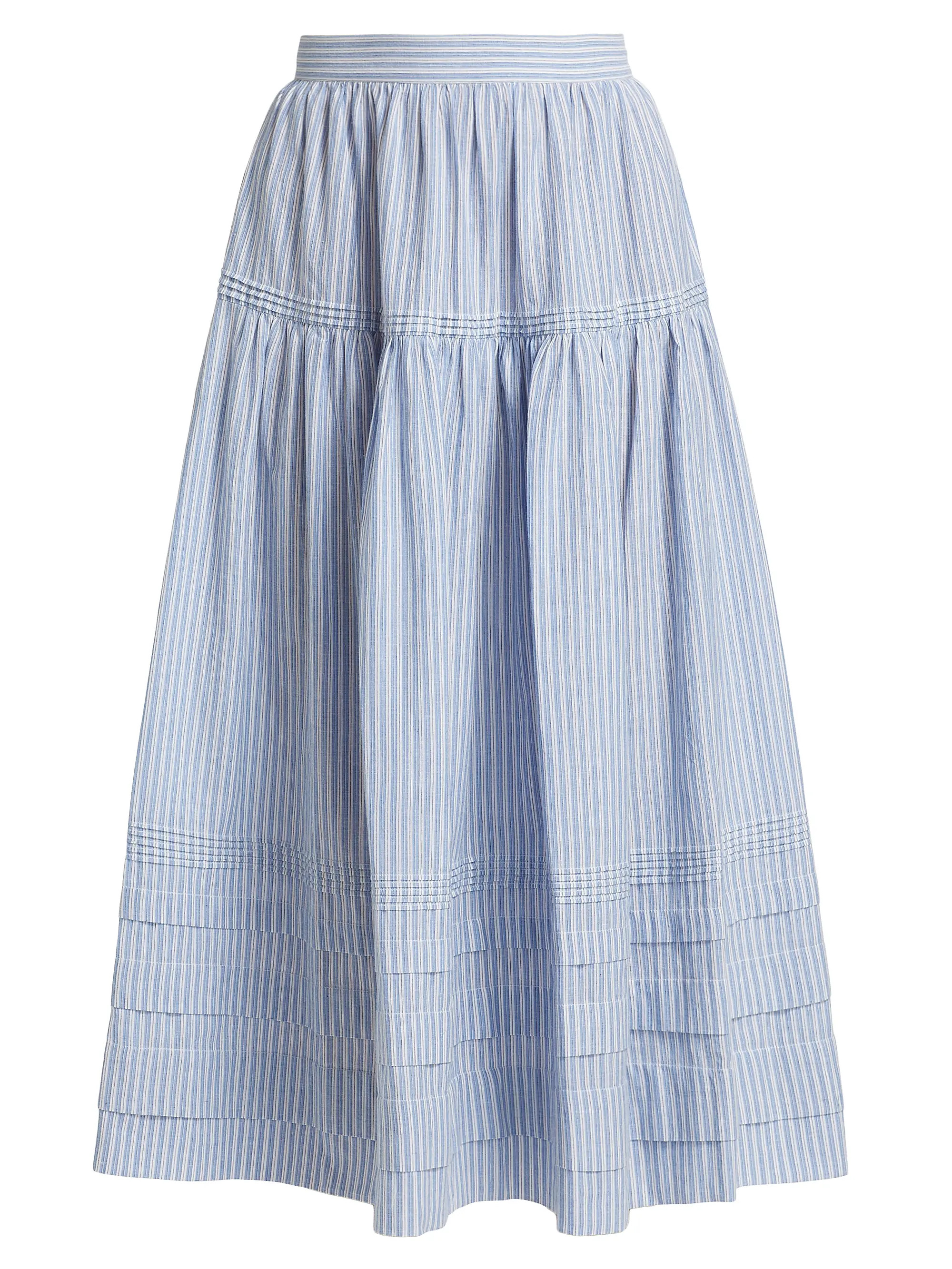 Sebastiane Striped Cotton Tiered Midi-Skirt | Saks Fifth Avenue
