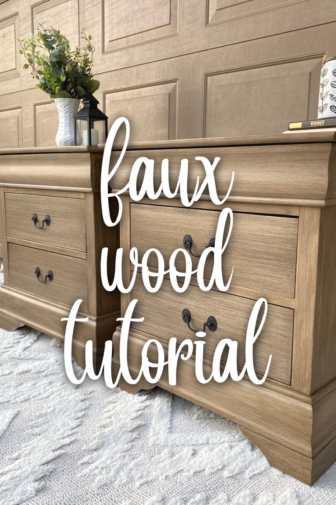 All products from my faux wood nightstand tutorial linked here! 
