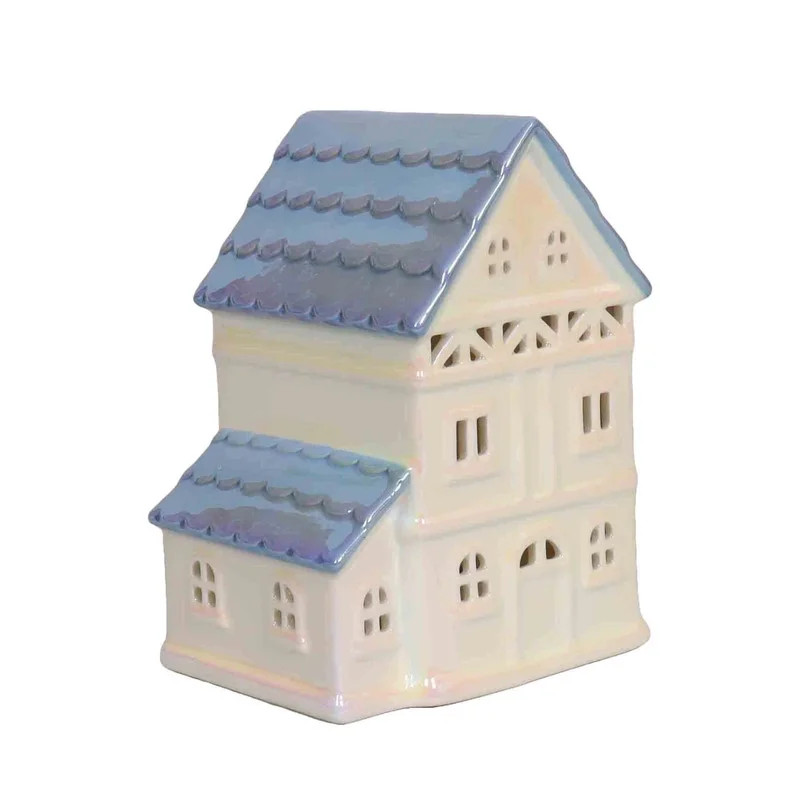 Light-Up Ceramic House Christmas Tabletop Decoration, White and Blue, 5.9", by Holiday Time | Walmart (US)