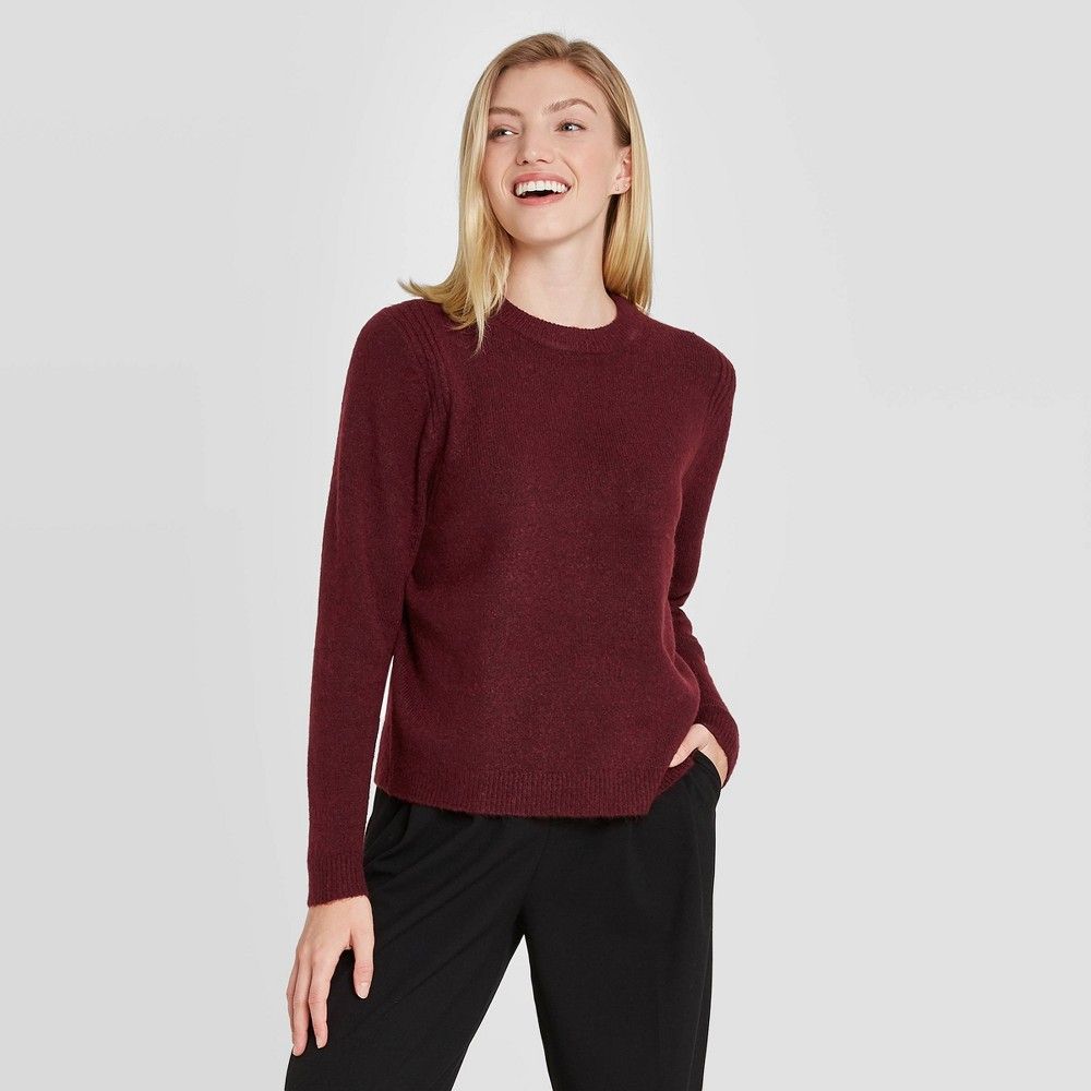 Women's Crewneck Pullover Sweater - A New Day Burgundy XL, Red | Target