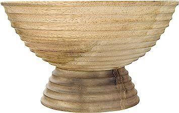 Creative Co-Op Ridged Mango Wood Footed Bowl | Amazon (US)