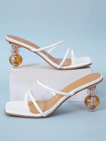 Thin Strap Sculptural Heeled Mules | SHEIN