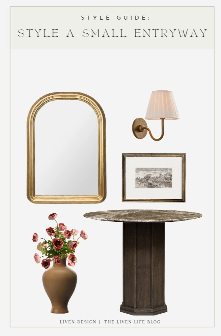 Entryway. Console table. Styling. Arch mirror. Pedestal table. Wall sconce. Ceramic vase 

#LTKSeasonal #LTKHome #LTKSaleAlert