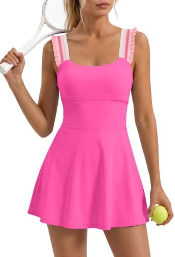 Yanekop Tennis Dresses for Women with Shorts and Bra Golf Athletic Dress | Stretchy Quick Dry Dre... | Amazon (US)