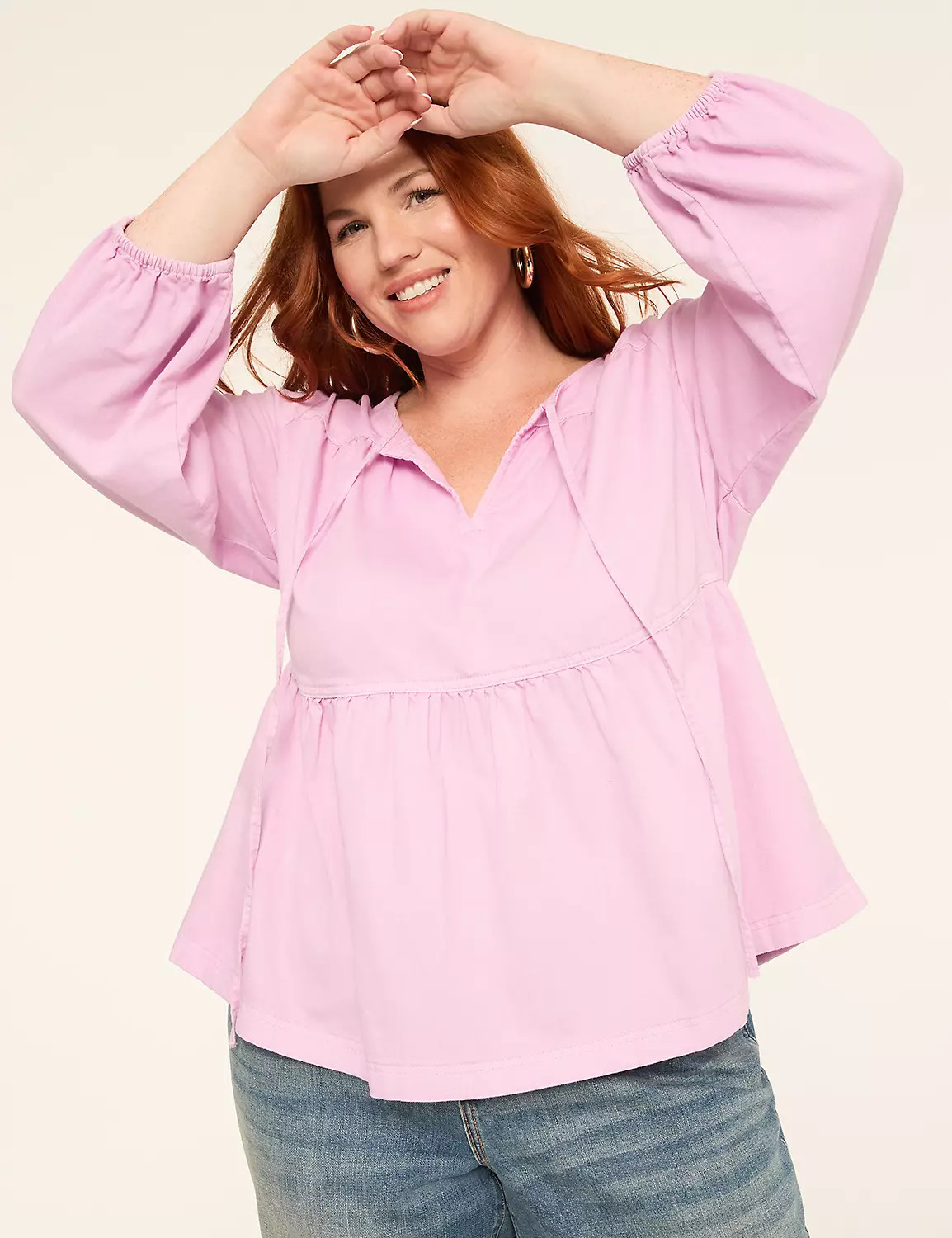 Bracelet-Sleeve Babydoll Blouse | Lane Bryant (US)