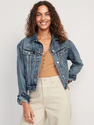 Cropped Non-Stretch Jean Jacket for Women | Old Navy (US)