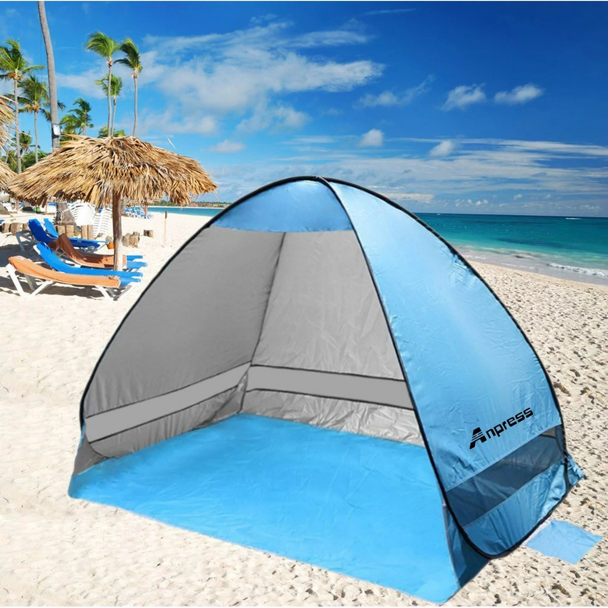 Anpress Outdoor Automatic Pop Up Beach Tent Portable Cabana Anti UV 50+ Canopy Sun Shade Sport Sh... | Walmart (US)