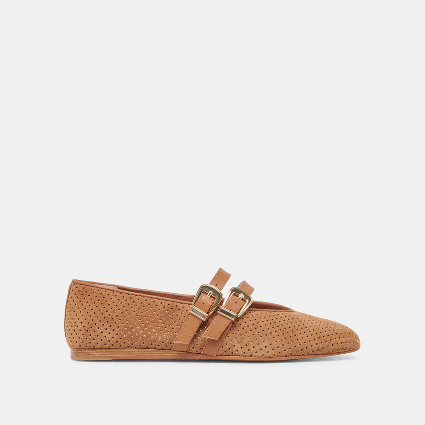 Baylee Pecan Perforated Suede Ballet Flats | Dolce Vita | DolceVita.com