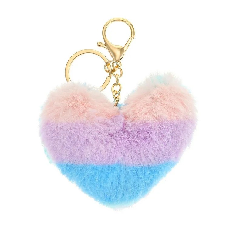 No Boundaries Plush Heart Keychain/Backpack Clip, Multi-colored, Women's | Walmart (US)