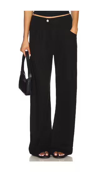 Eddie Bowed Linen Pant in Black | Revolve Clothing (Global)