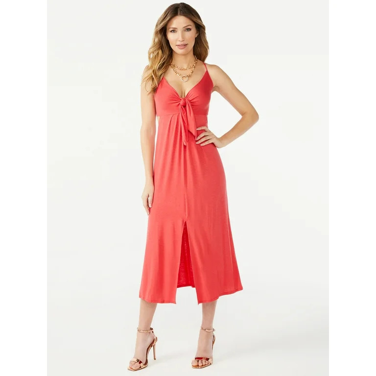 Sofia Jeans by Sofia Vergara Women's Tie Front Halter Midi Dress | Walmart (US)
