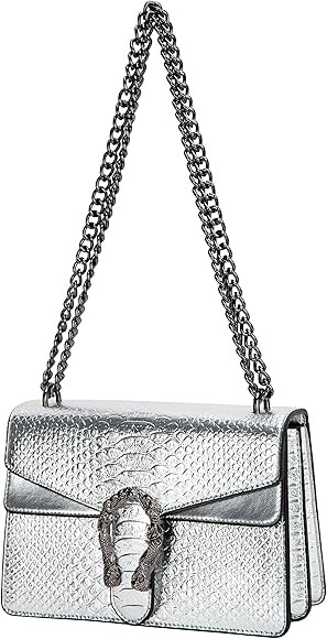 Leather Shoulder Bag Chain Purse for Women - Fashion Crossbody Bags Vintage Snake Print Underarm ... | Amazon (US)