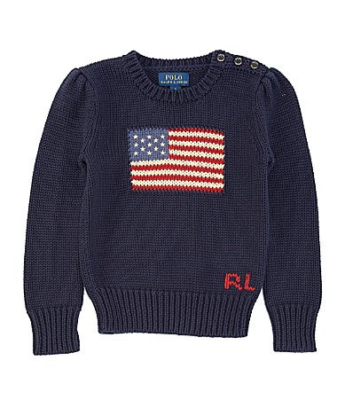 Polo Ralph Lauren Little Girls 4-6X Intarsia American Flag Knit Sweater - 6 | Dillard's