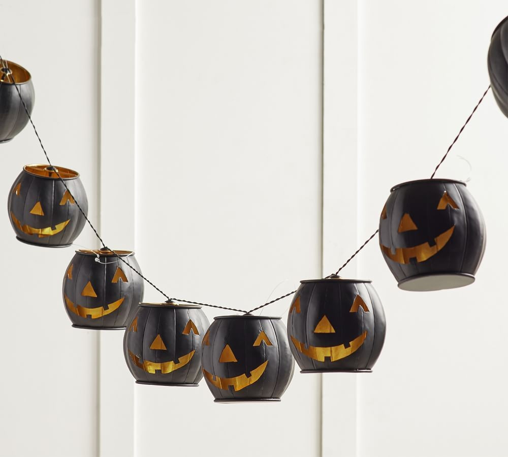 Metal ﻿﻿﻿Black Jack-O-Lantern String Lights | Pottery Barn (US)
