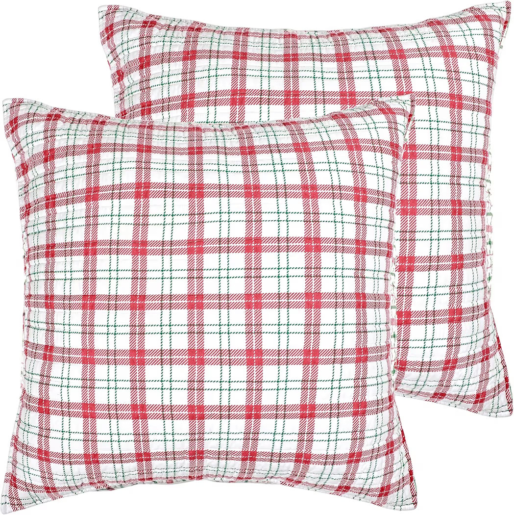 Levtex Home - Gingerbread Village - Euro Sham Set of 2 - Holiday - Red Green Brown White - Euro (... | Amazon (US)