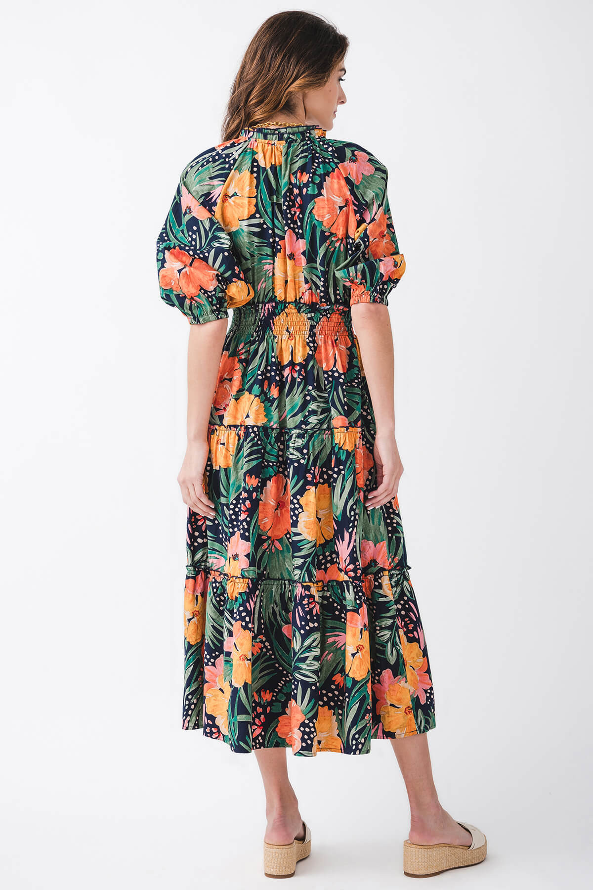 Dress Forum Floral Print 3/4 Sleeve Tiered Dress | Social Threads