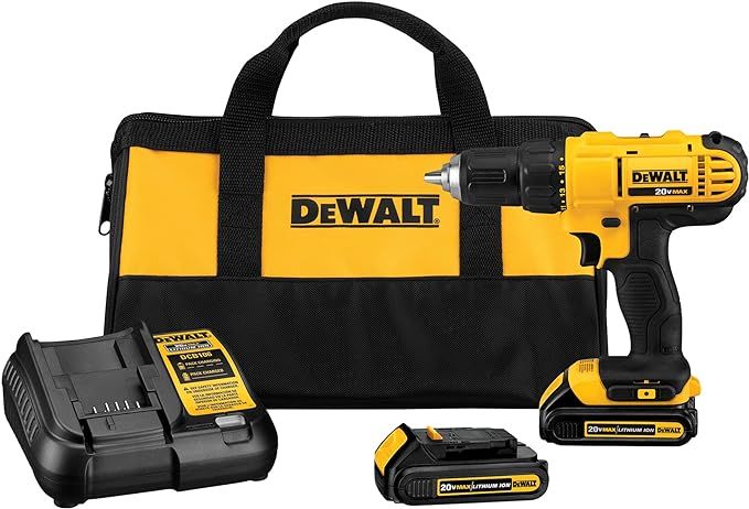 DEWALT 20V Max Cordless Drill / Driver Kit, Compact, 1/2-Inch (DCD771C2), Yellow | Amazon (US)