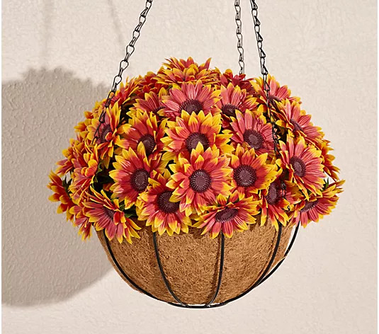 Wicker Park Golden Sunflower Hanging Basket - QVC.com | QVC