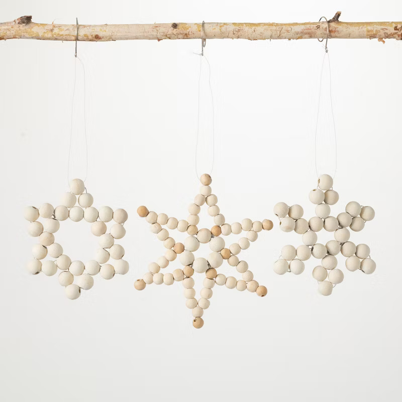 Wood Bead Ornament Natural 6"H Wood Set of 3 | Target
