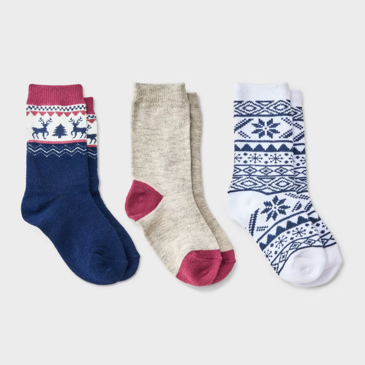 Toddler 3pk Reindeer Fairaisle Crew Socks - Cat & Jack™ | Target