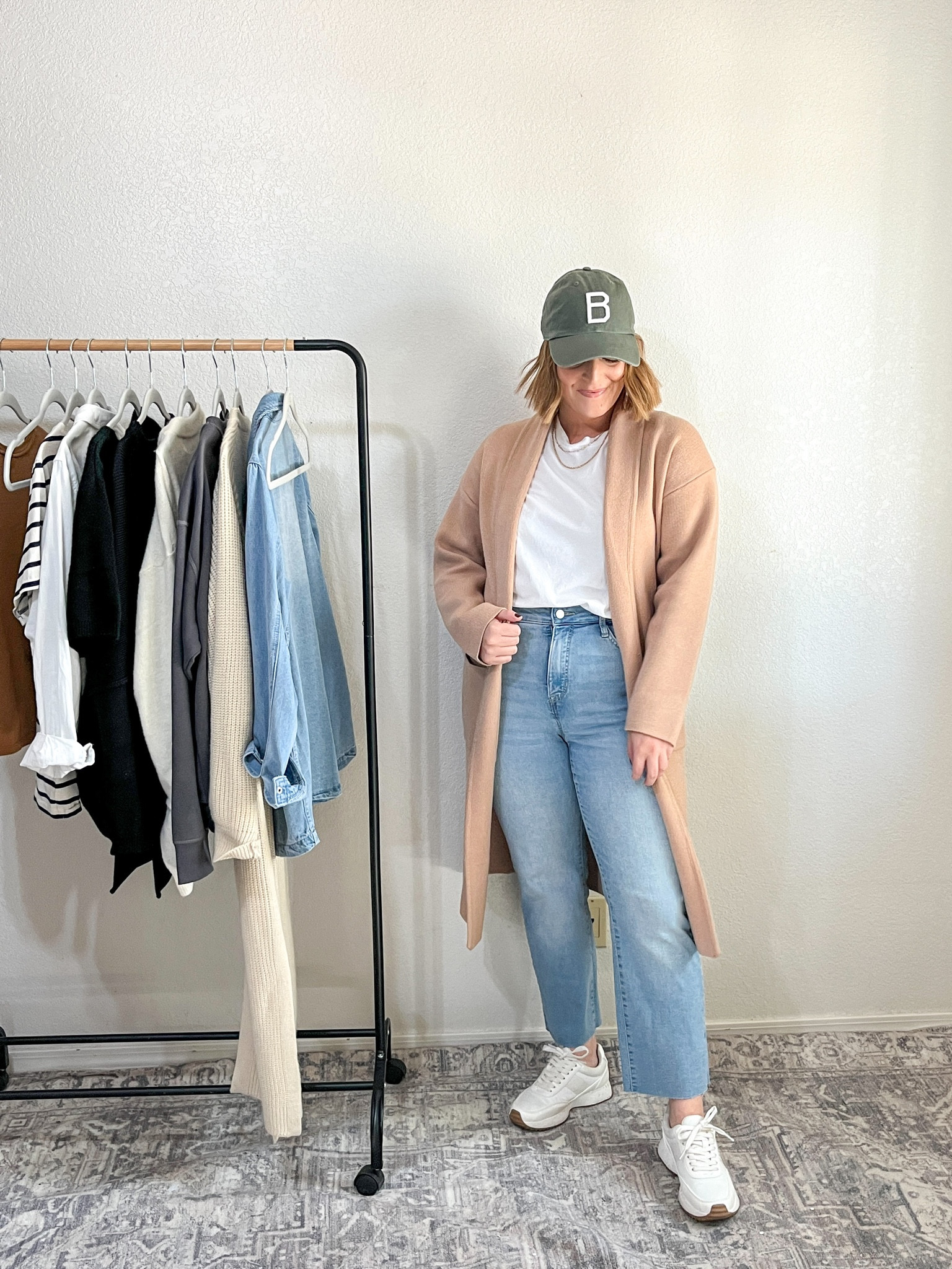 How to style a white tee & jeans// coatigan + sneakers + hat 

#LTKstyletip #LTKfindsunder50 #LTKmidsize