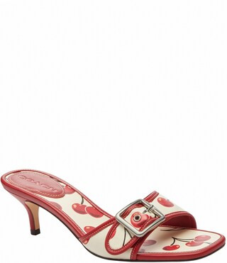 Margot Coated Canvas Cherry Print Slide Sandals | Dillard's