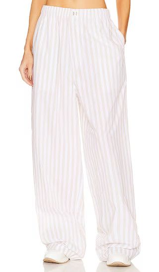 Cotton Poplin Stripe Pajama Pant in Beige Stripe | Revolve Clothing (Global)