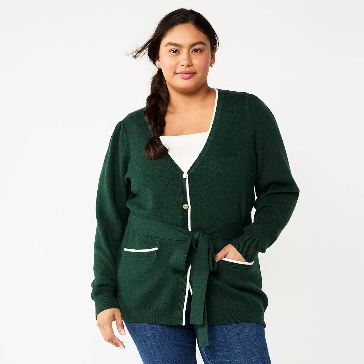 Plus Size DRAPER JAMES RSVP™ Long Sleeve Button Down Cardigan | Kohl's