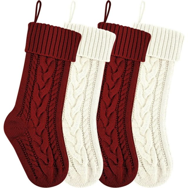 18 inch 4Pack Christmas Stockings, Christmas Hand Stocking Decorations Xmas Candy Biscuit Gift So... | Walmart (US)