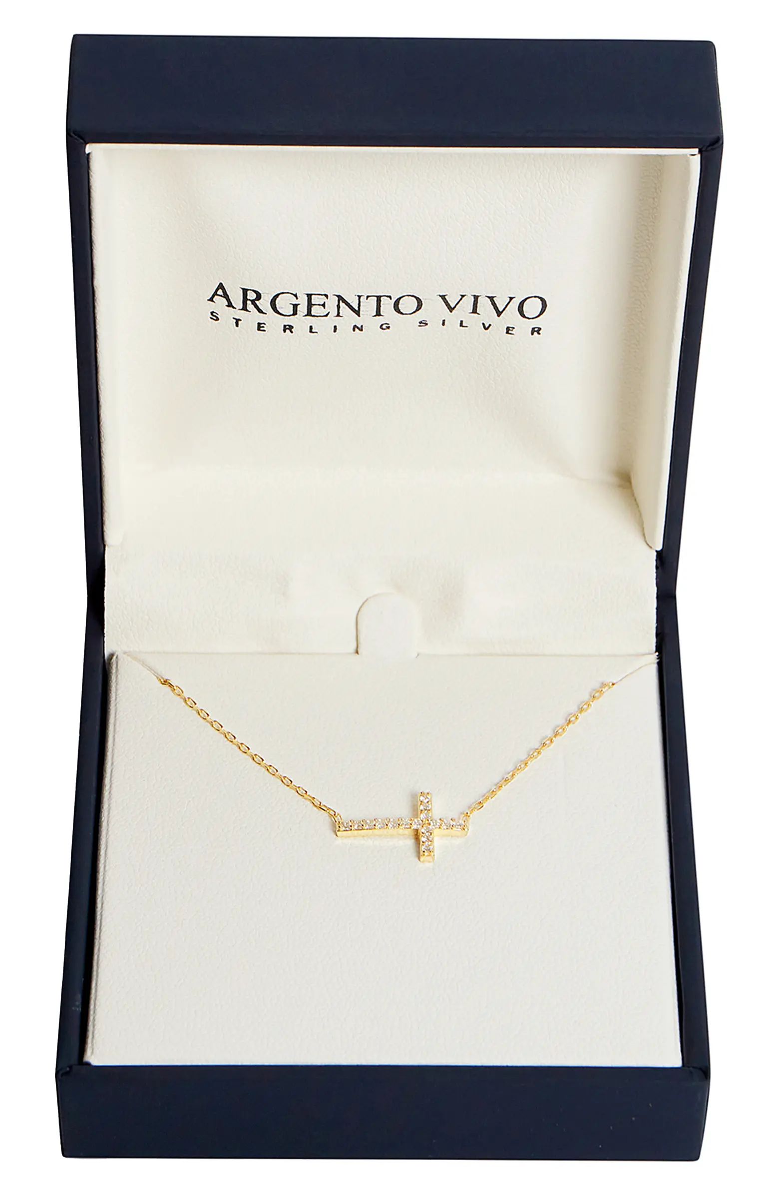 Argento Vivo Sterling Silver Gold Plated Sterling Silver CZ Pave Cross Pendant Necklace | Nordstr... | Nordstrom Rack