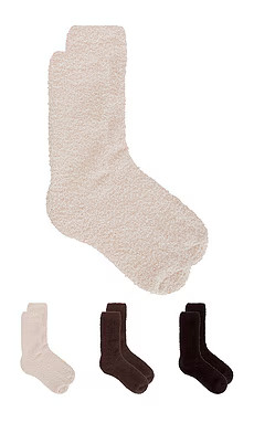 Barefoot Dreams CozyChic 3 Pair Sock Set in Espresso Multi from Revolve.com | Revolve Clothing (Global)