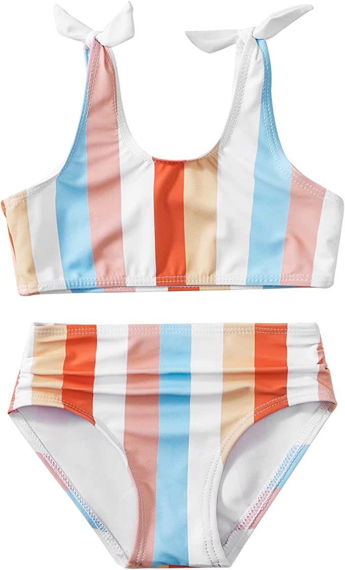 Toddler Girls Swimsuit Bowknot Swimwear Kids Two Piece Bathing Suits Bikini Set for Girls 2-8 Yea... | Amazon (US)