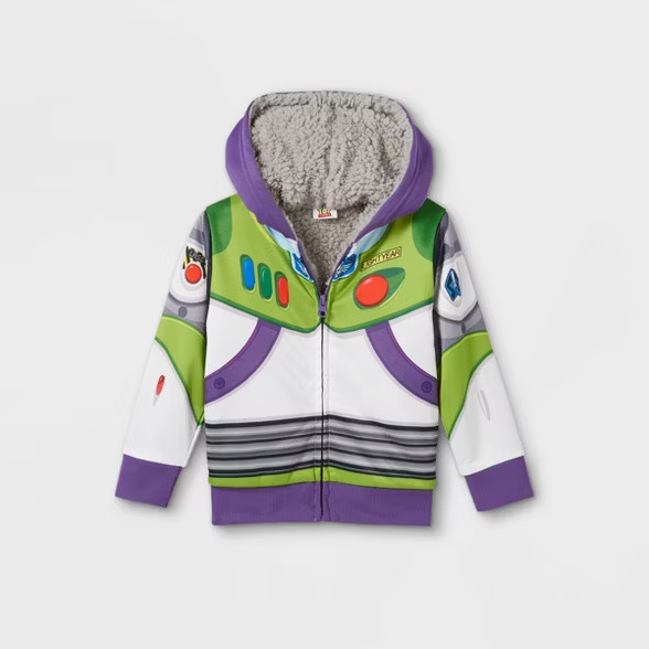Toddler Boys' Toy Story Buzz Lightyear Sherpa Lined Zip-Up Sweatshirt - Green | Target