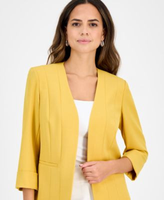 Kasper Women's Stretch Crepe Open-Front Roll-Sleeve Jacket, Regular & Petite - Macy's | Macy's