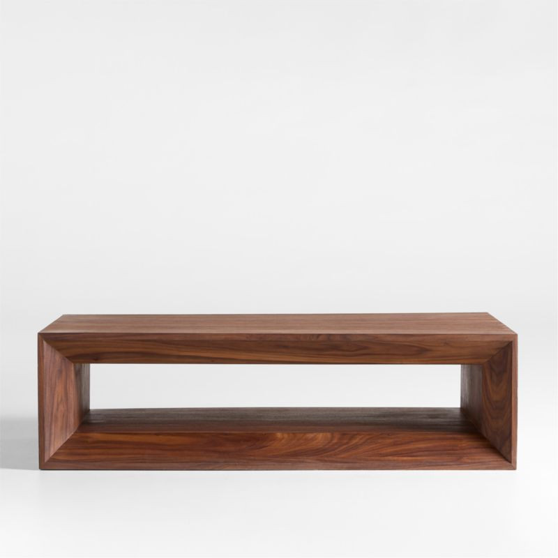 Vernon Walnut Wood 56" Rectangular Coffee Table with Shelf + Reviews | Crate & Barrel | Crate & Barrel