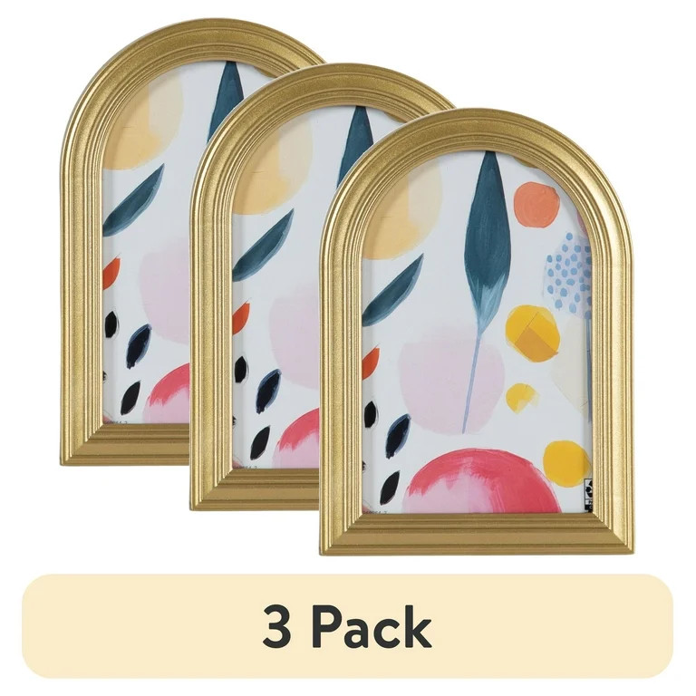 (3 pack) DesignOvation 4x6 Arch Gold Decorative Tabletop Picture Frame | Walmart (US)