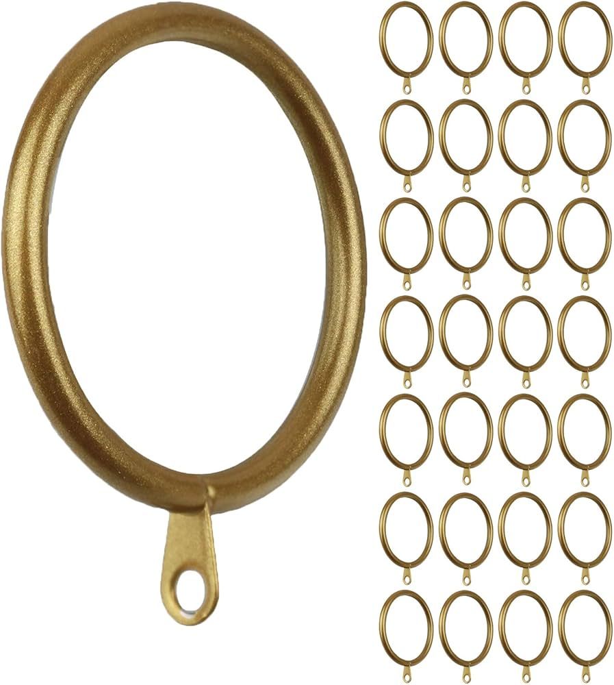 Meriville 28 pcs Gold 1.5-Inch Inner Diameter Metal Curtain Rings with Eyelets, Fits Up to 1 1/4-... | Amazon (US)