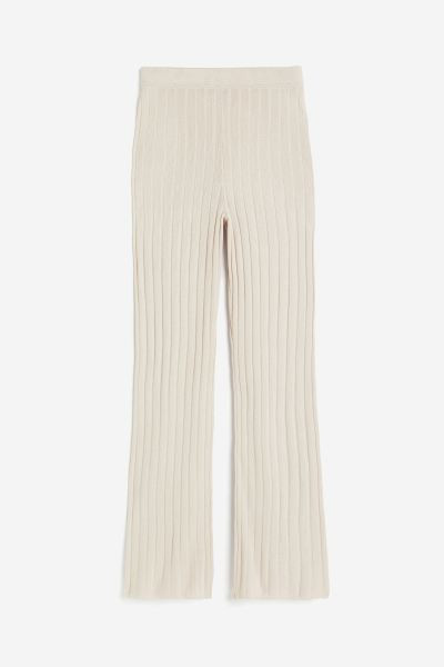 Rib-knit Pants - Light beige - Ladies | H&M US | H&M (US + CA)