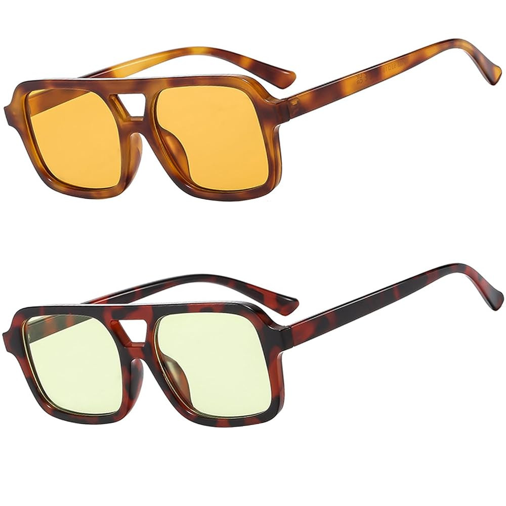 Retro Square Aviator Sunglasses for Women Men 70s Vintage Trendy Rectangle Sun Glasses UV Protect... | Amazon (US)