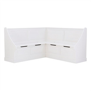 Kingfisher Lane Contemporary Wood Corner Breakfast Nook in White | Homesquare