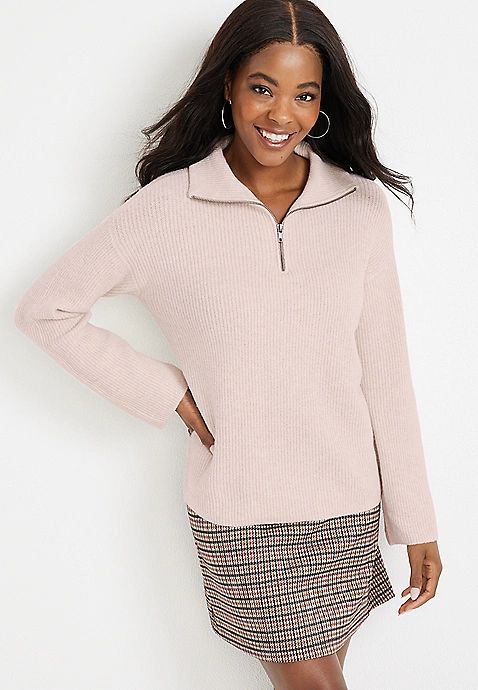 Solid Half Zip Sweater | Maurices